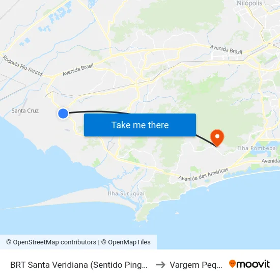 BRT Santa Veridiana (Sentido Pingo D'Água) to Vargem Pequena map