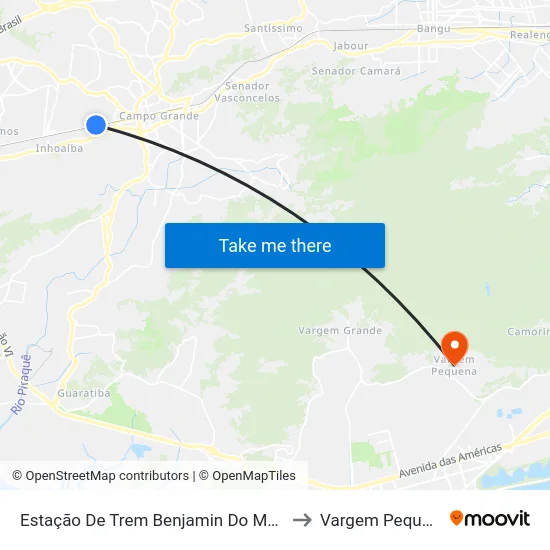 Estação De Trem Benjamin Do Monte to Vargem Pequena map
