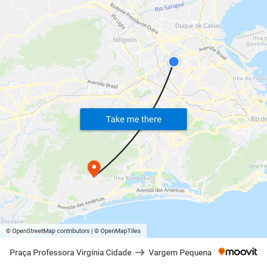 Praça Professora Virgínia Cidade to Vargem Pequena map