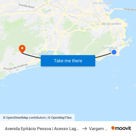 Avenida Epitácio Pessoa | Acesso Lagoa - Metrô General Osório to Vargem Pequena map