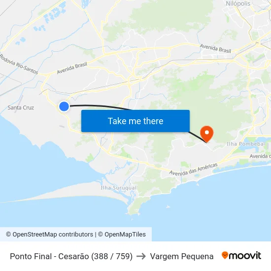 Ponto Final - Cesarão (388 / 759) to Vargem Pequena map