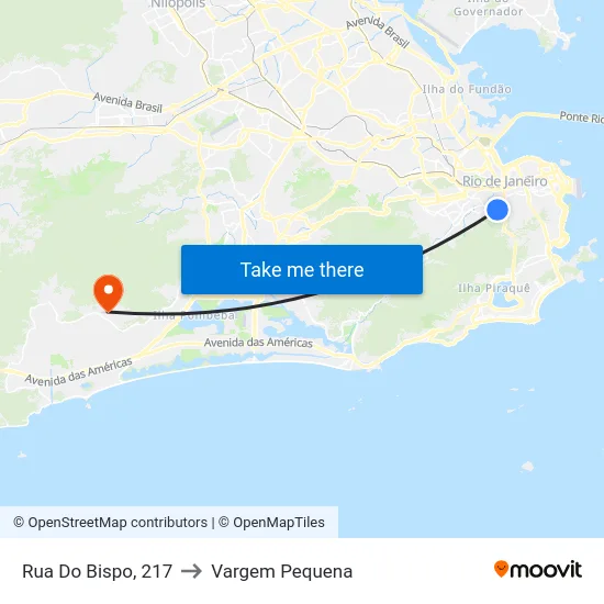 Rua Do Bispo, 217 to Vargem Pequena map