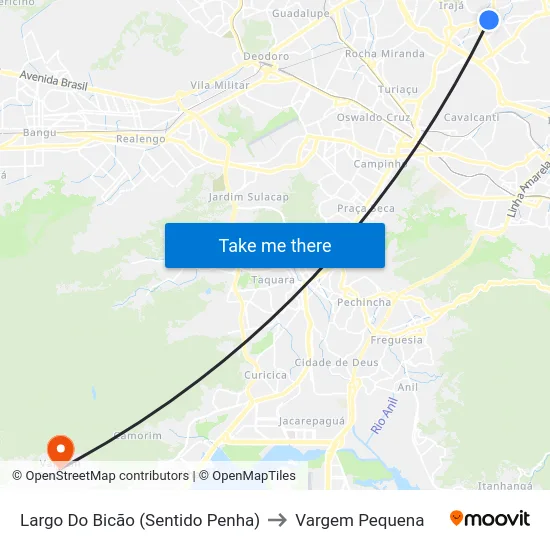 Largo Do Bicão (Sentido Penha) to Vargem Pequena map