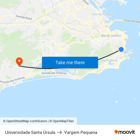 Universidade Santa Úrsula to Vargem Pequena map