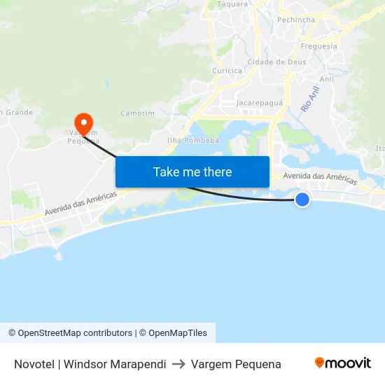 Novotel | Windsor Marapendi to Vargem Pequena map