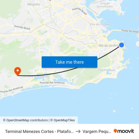 Terminal Menezes Cortes - Plataforma B to Vargem Pequena map