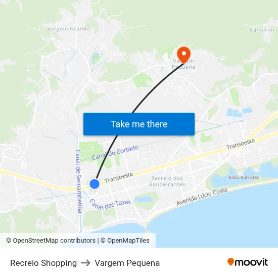 Recreio Shopping to Vargem Pequena map