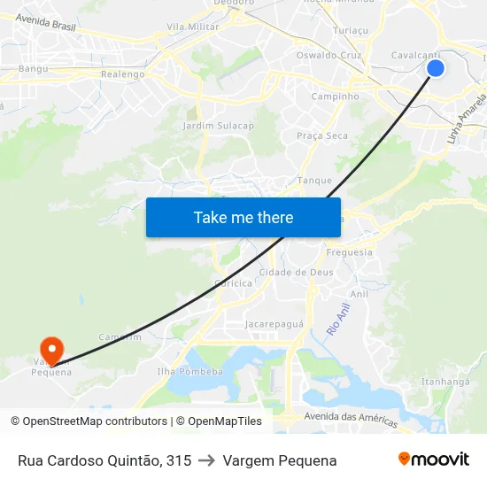 Rua Cardoso Quintão, 315 to Vargem Pequena map
