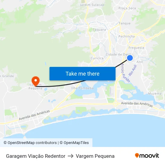 Garagem Viação Redentor to Vargem Pequena map