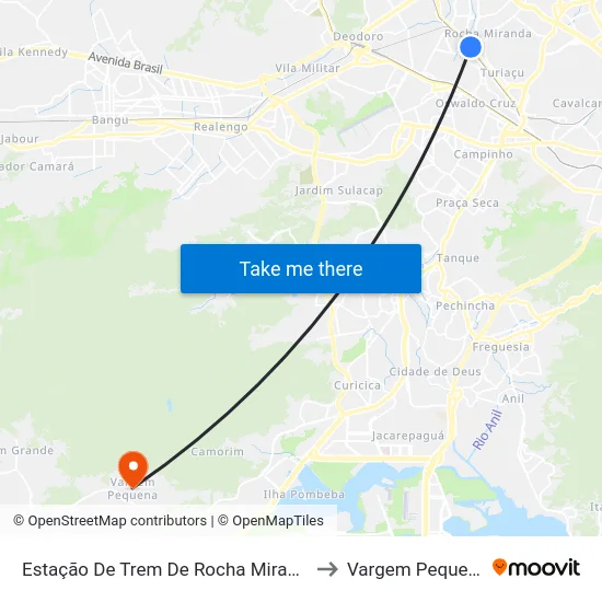 Estação De Trem De Rocha Miranda to Vargem Pequena map