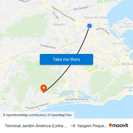 Terminal Jardim América (Linha 774) to Vargem Pequena map