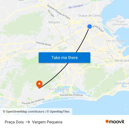 Praça Dois to Vargem Pequena map