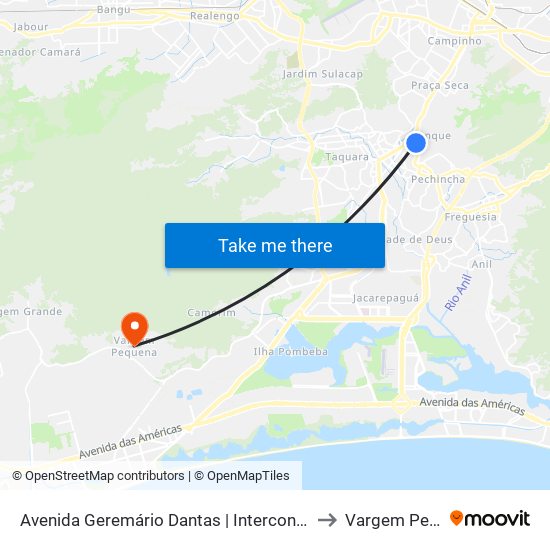 Avenida Geremário Dantas | Intercontinental Tanque to Vargem Pequena map