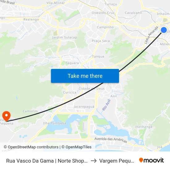 Rua Vasco Da Gama | Norte Shopping to Vargem Pequena map