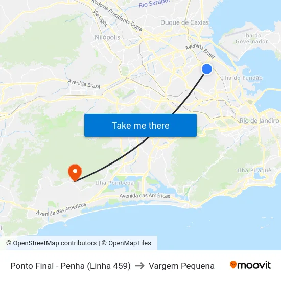 Ponto Final - Penha (Linha 459) to Vargem Pequena map