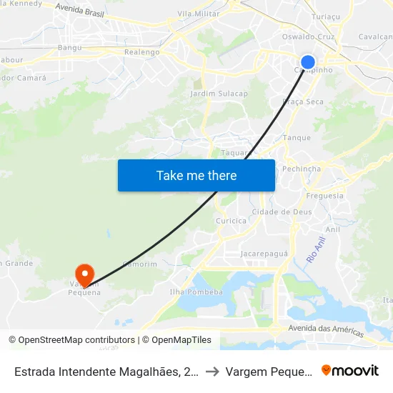 Estrada Intendente Magalhães, 297 to Vargem Pequena map