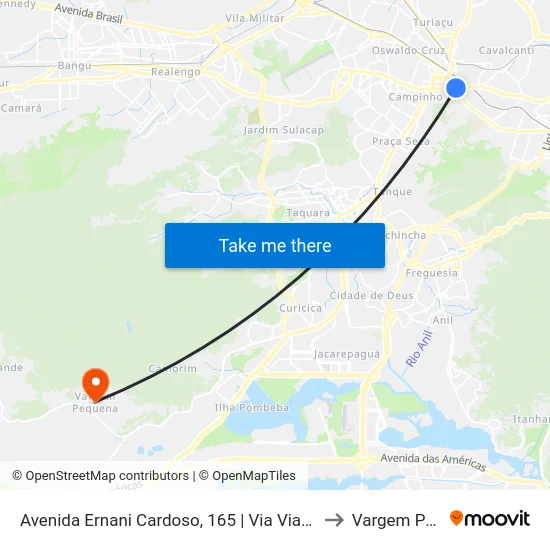 Avenida Ernani Cardoso, 165 | Via Viaduto De Cascadura to Vargem Pequena map