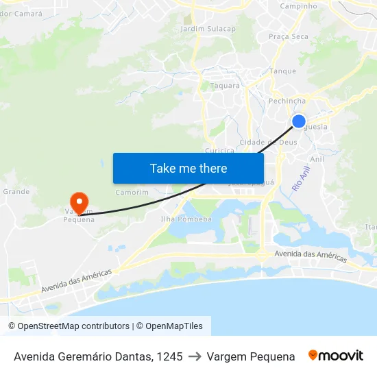 Avenida Geremário Dantas, 1245 to Vargem Pequena map