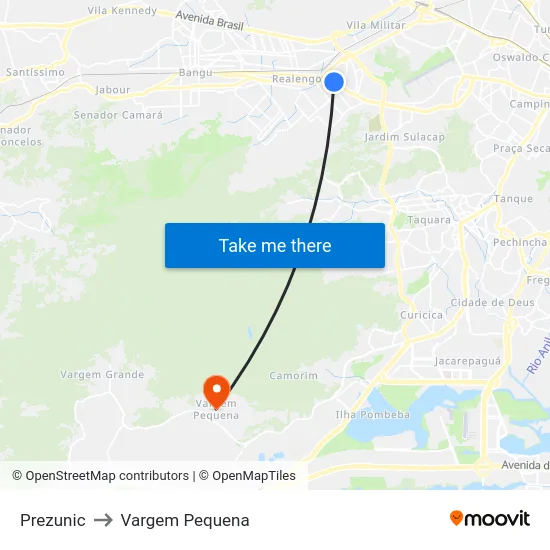 Prezunic to Vargem Pequena map