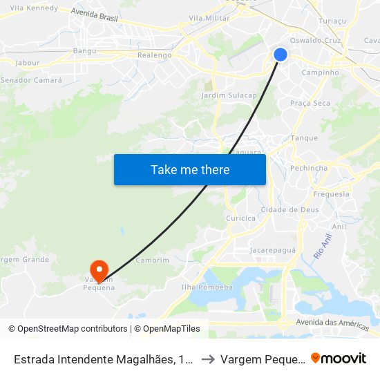 Estrada Intendente Magalhães, 1041 to Vargem Pequena map