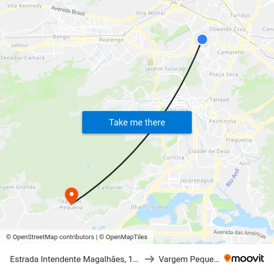 Estrada Intendente Magalhães, 1041 to Vargem Pequena map