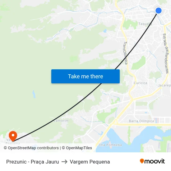 Prezunic - Praça Jauru to Vargem Pequena map