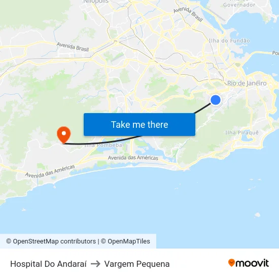 Hospital Do Andaraí to Vargem Pequena map
