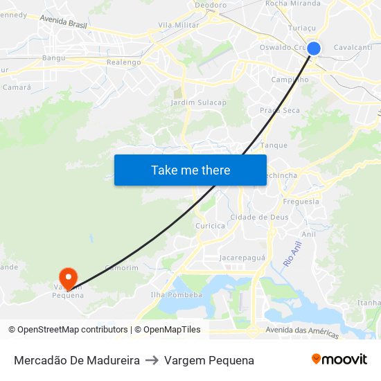 Mercadão De Madureira to Vargem Pequena map