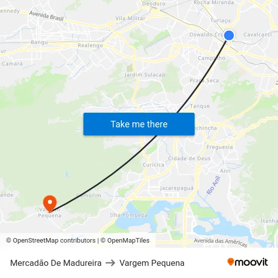Mercadão De Madureira to Vargem Pequena map