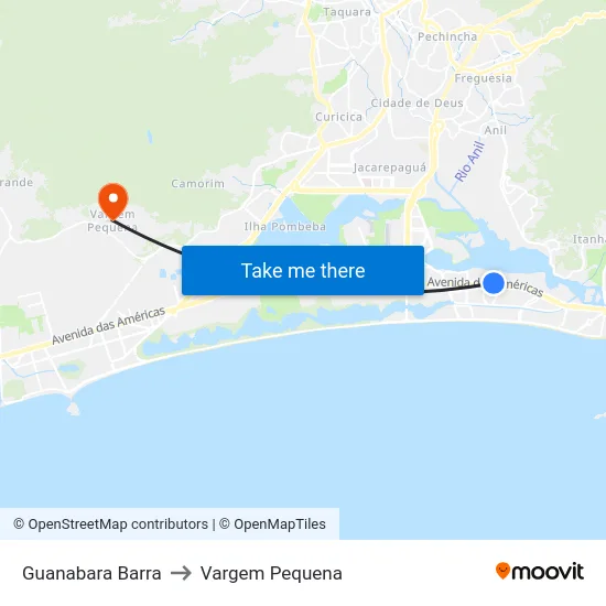 Guanabara Barra to Vargem Pequena map