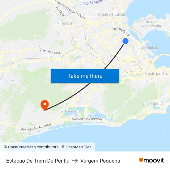 Estação De Trem Da Penha to Vargem Pequena map