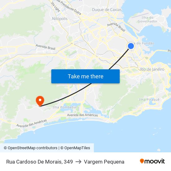 Rua Cardoso De Morais, 349 to Vargem Pequena map