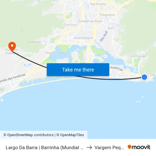 Largo Da Barra | Barrinha (Mundial / 16° Dp) to Vargem Pequena map