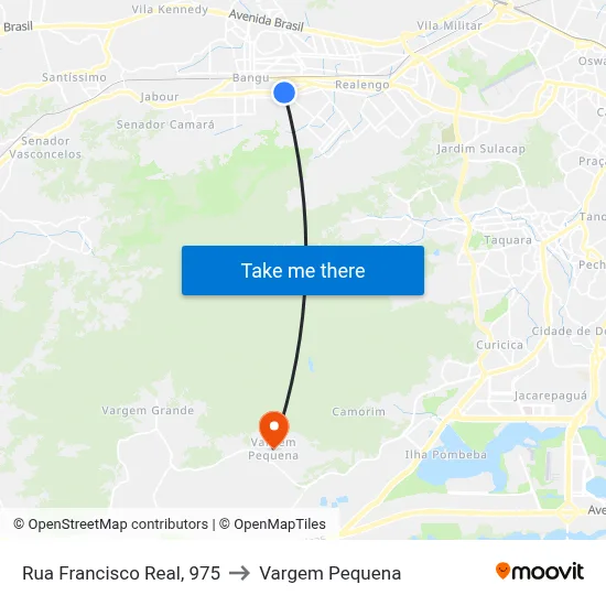 Rua Francisco Real, 975 to Vargem Pequena map