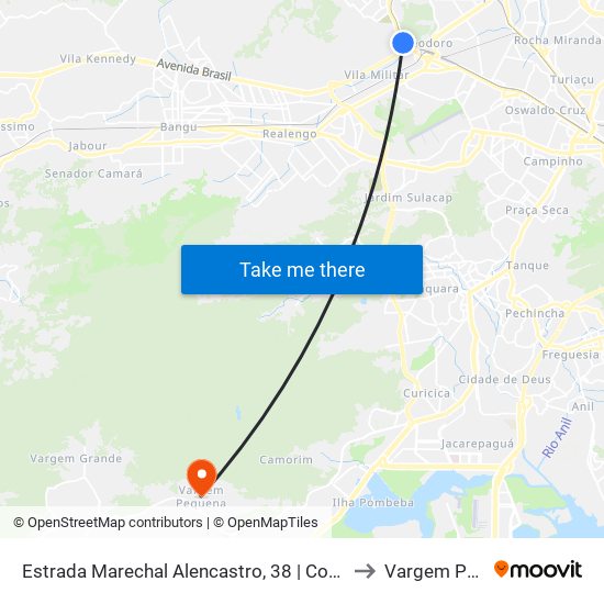 Estrada Marechal Alencastro, 38 | Conjunto Promorar 2 to Vargem Pequena map