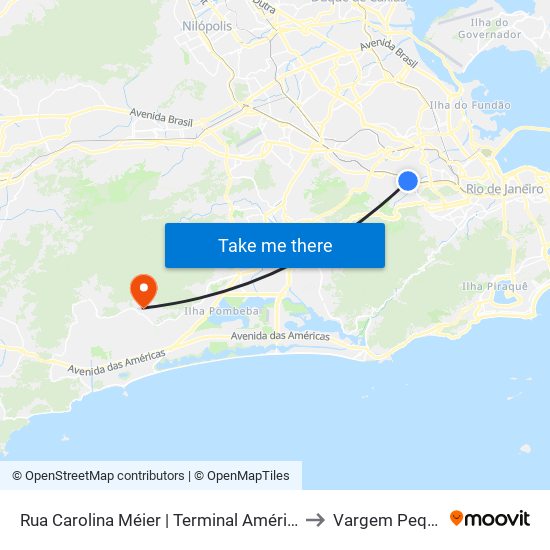 Rua Carolina Méier | Terminal Américo Ayres to Vargem Pequena map