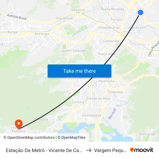 Estação De Metrô - Vicente De Carvalho to Vargem Pequena map