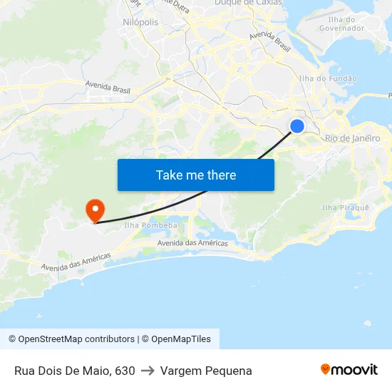 Rua Dois De Maio, 630 to Vargem Pequena map