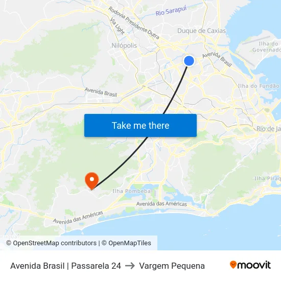 Avenida Brasil | Passarela 24 to Vargem Pequena map