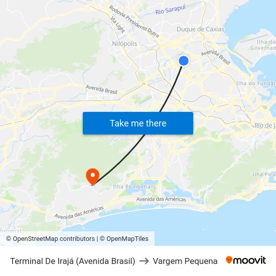 Terminal De Irajá (Avenida Brasil) to Vargem Pequena map