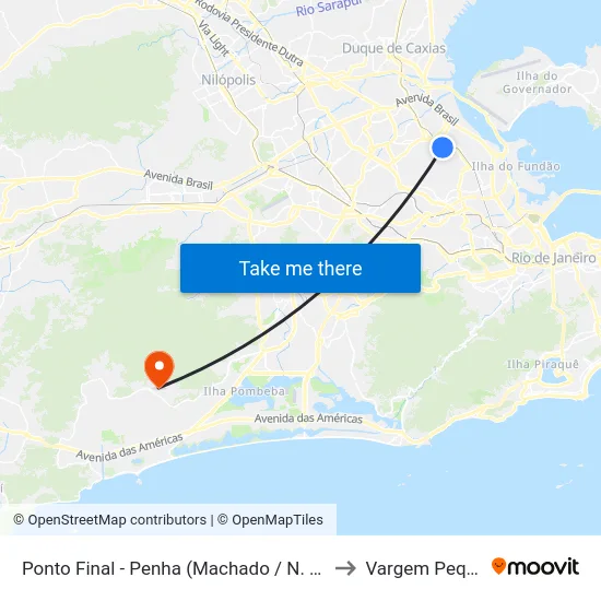 Ponto Final - Penha (Machado / N. S. Penha) to Vargem Pequena map
