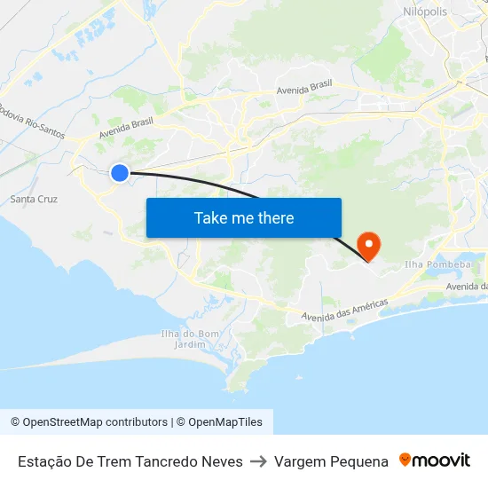 Estação De Trem Tancredo Neves to Vargem Pequena map