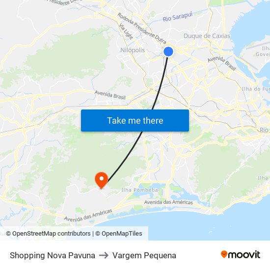 Shopping Nova Pavuna to Vargem Pequena map