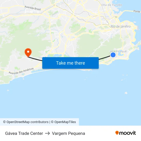 Gávea Trade Center to Vargem Pequena map