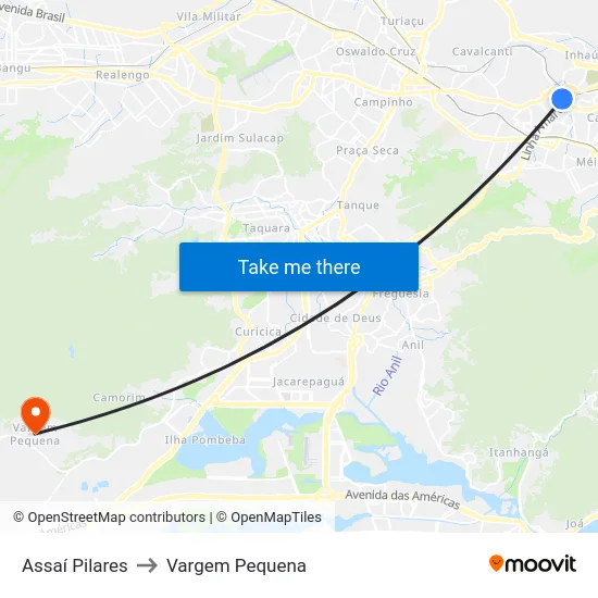 Assaí Pilares to Vargem Pequena map