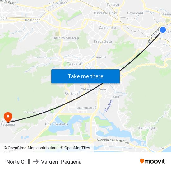 Norte Grill to Vargem Pequena map