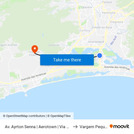 Av. Ayrton Senna | Aerotown | Via Parque to Vargem Pequena map