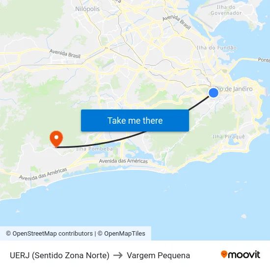 UERJ (Sentido Zona Norte) to Vargem Pequena map