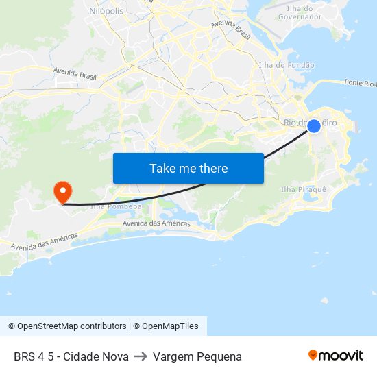 BRS 4 5 - Cidade Nova to Vargem Pequena map