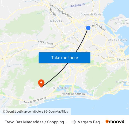Trevo Das Margaridas / Shopping Via Brasil to Vargem Pequena map